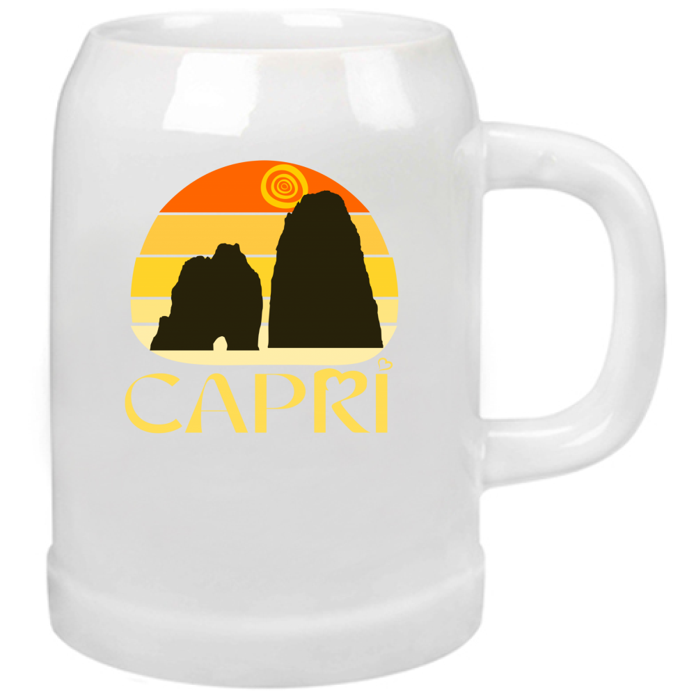 Beer Mug CAPRI SUNSET VINTAGE YELLOW WRITING