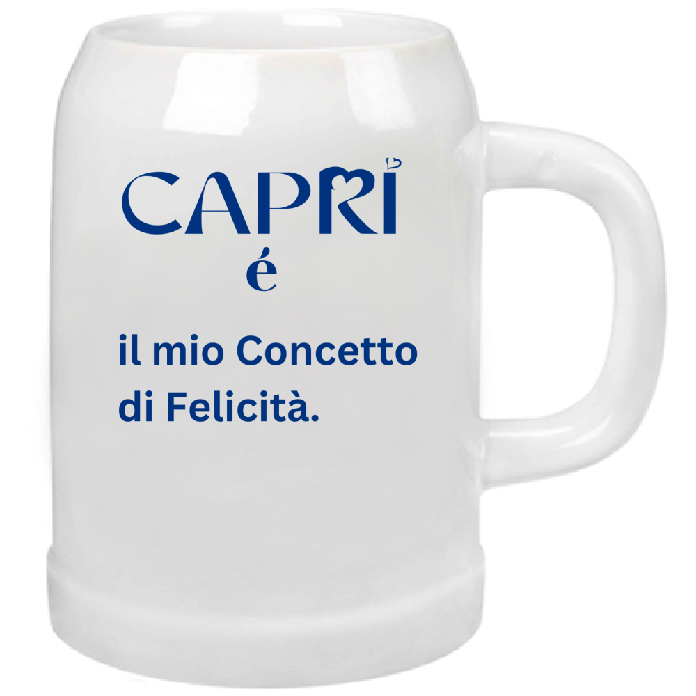 Capri Beer Mug is my concept of Happiness written Blue