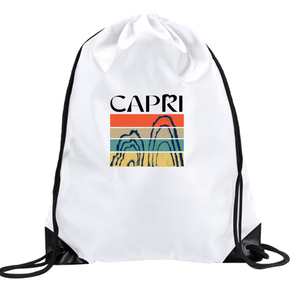 CAPRI PORTIONS FARAGLIONI BLACK WRITING BACKPACK