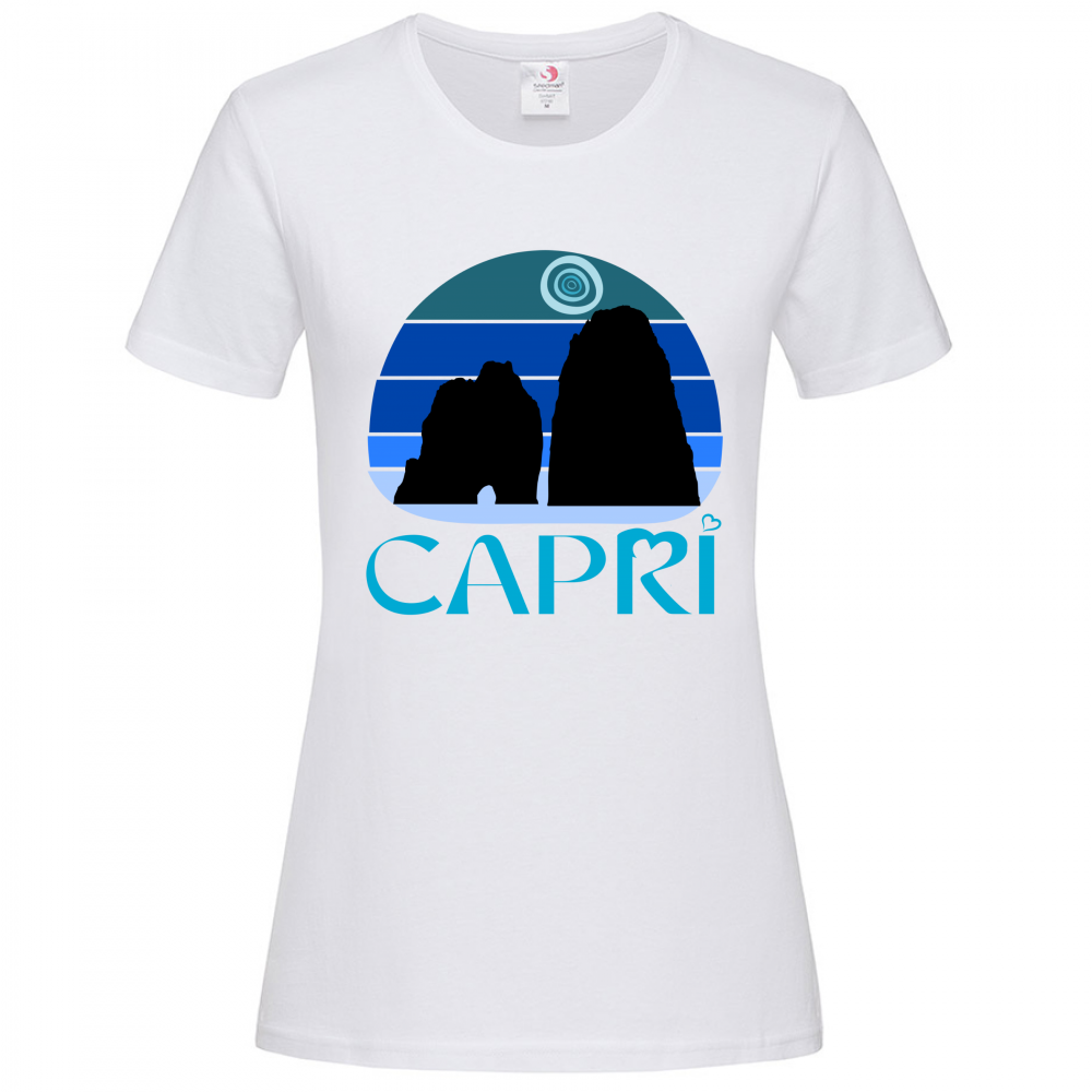 T-Shirt Women Premium CAPRI VINTAGE TRAMONTO AZZURRATO