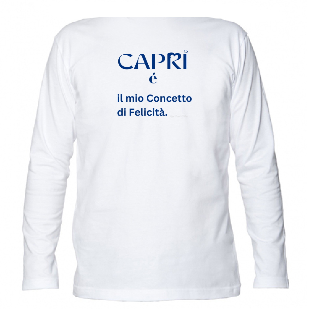 T-Shirt Unisex Manica Lunga Capri é il mio concetto di Felicità scritta Blue