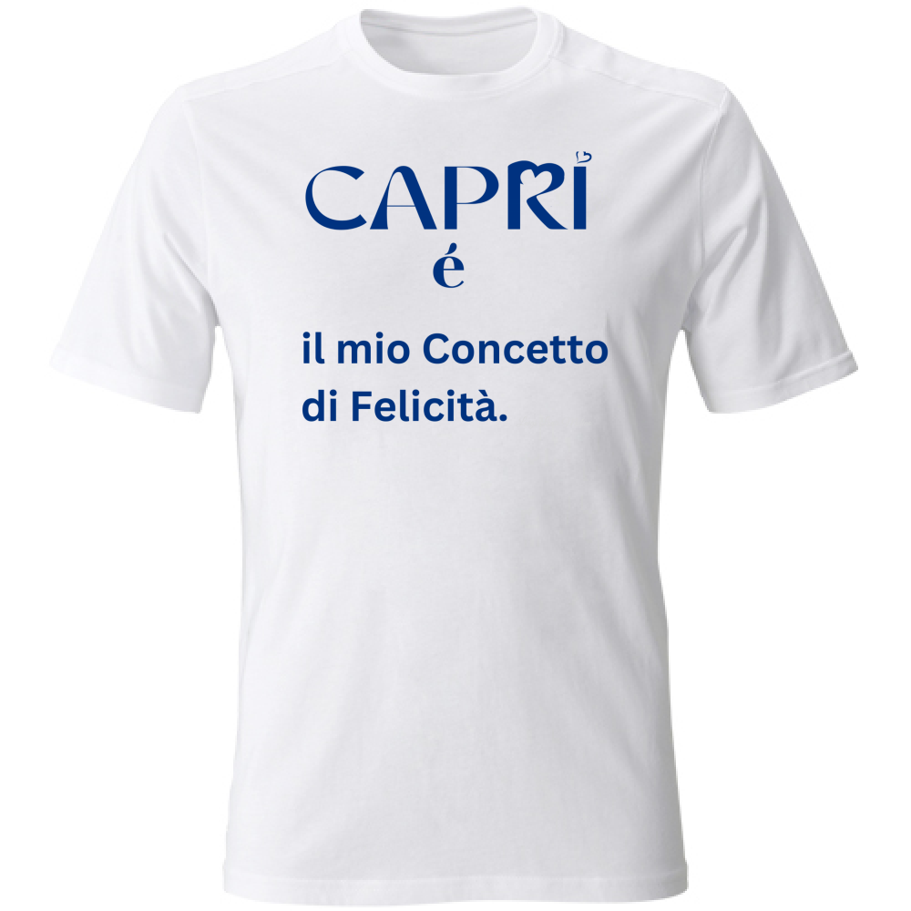 T-Shirt Unisex Large Capri é il mio concetto di Felicità scritta Blue