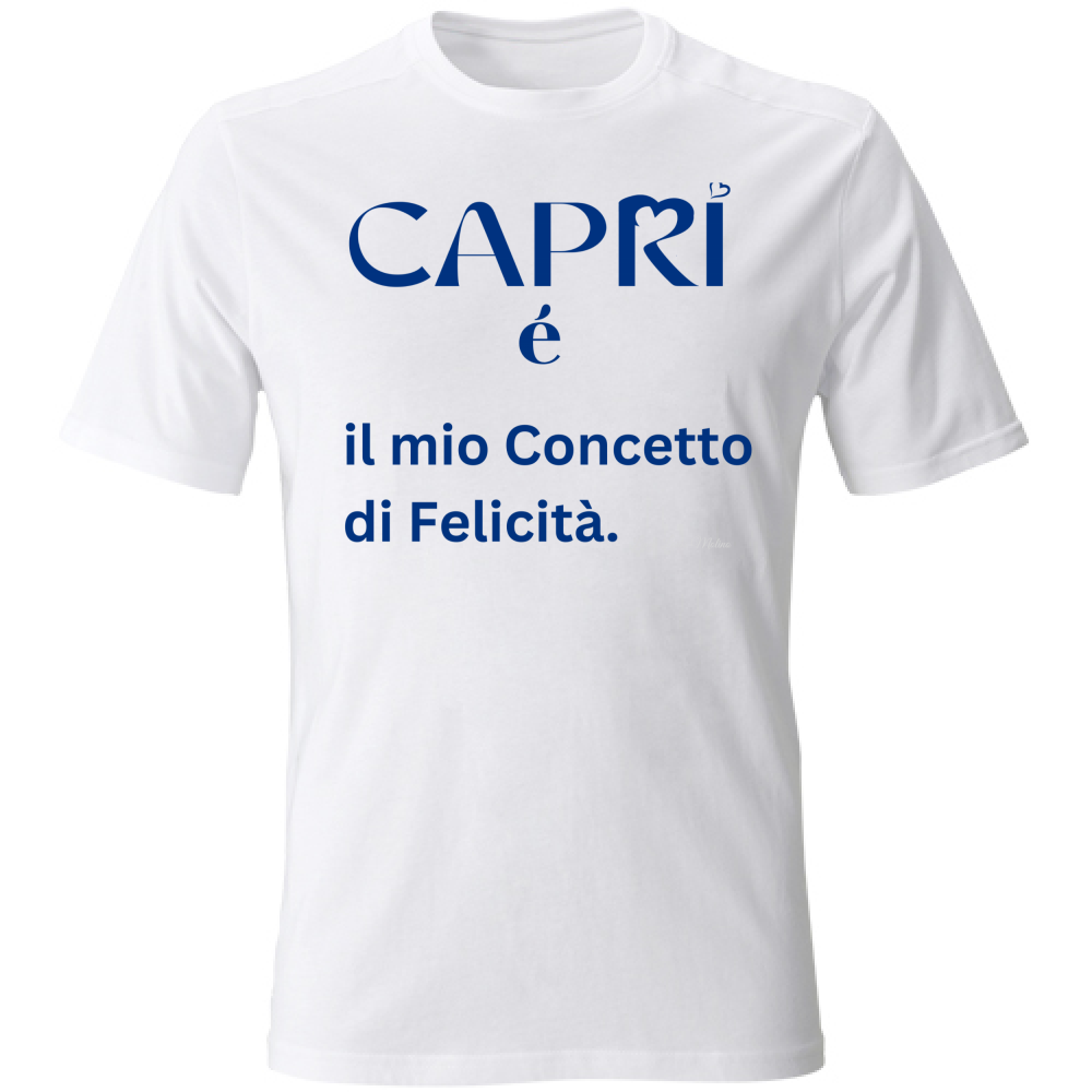 T-Shirt Bambino Capri é il mio concetto di Felicità scritta Blue
