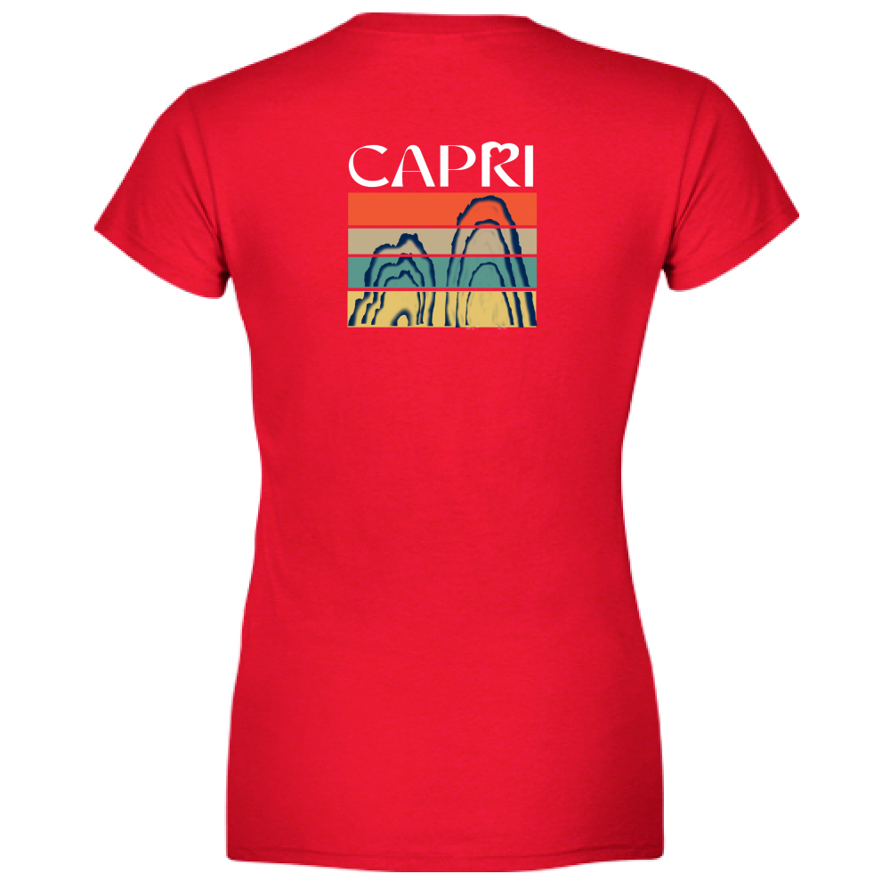 T-Shirt Women Premium CAPRI PORZIONI FARAGLIONI SCRITTA BIANCA