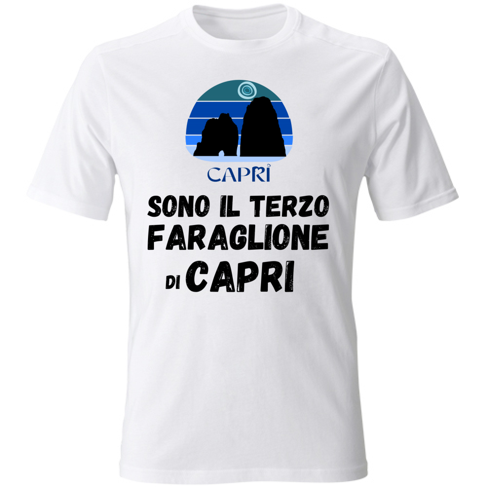 T-Shirt Unisex SONO IL TERZO FARAGLIONE DI CAPRI SCRITTA NERA