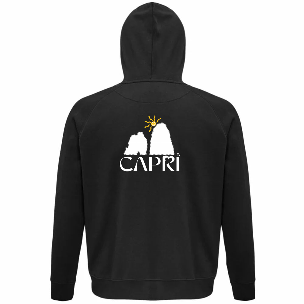 Felpa Organica Unisex Cappuccio CAPRI HAPPY FARAGLIONI WHITE