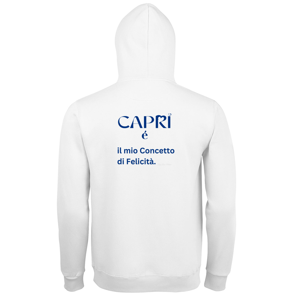 Hoodie Premium Men Capri é il mio concetto di Felicità scritta Blue