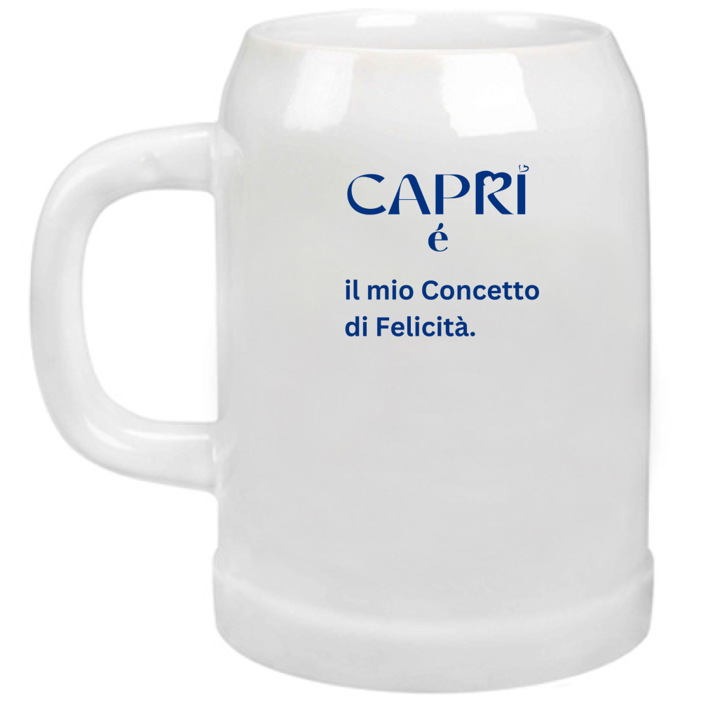 Capri Beer Mug is my concept of Happiness written Blue