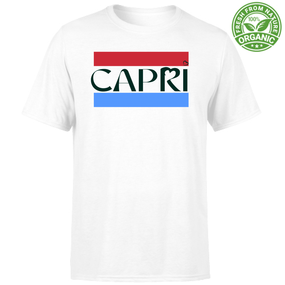 T-Shirt Unisex Organic CAPRI FASCIA ROSSO BLUE SCRITTA NERA