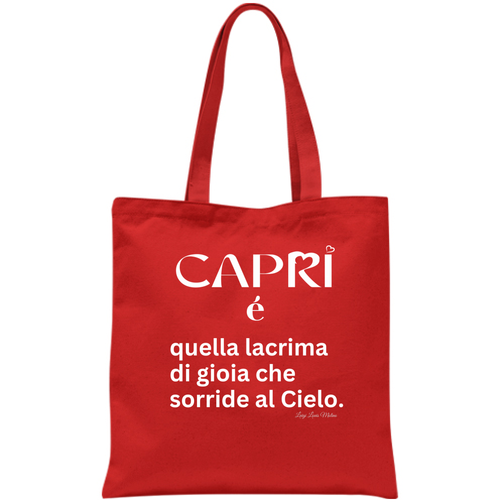 Capri bag is that tear of joy written in white