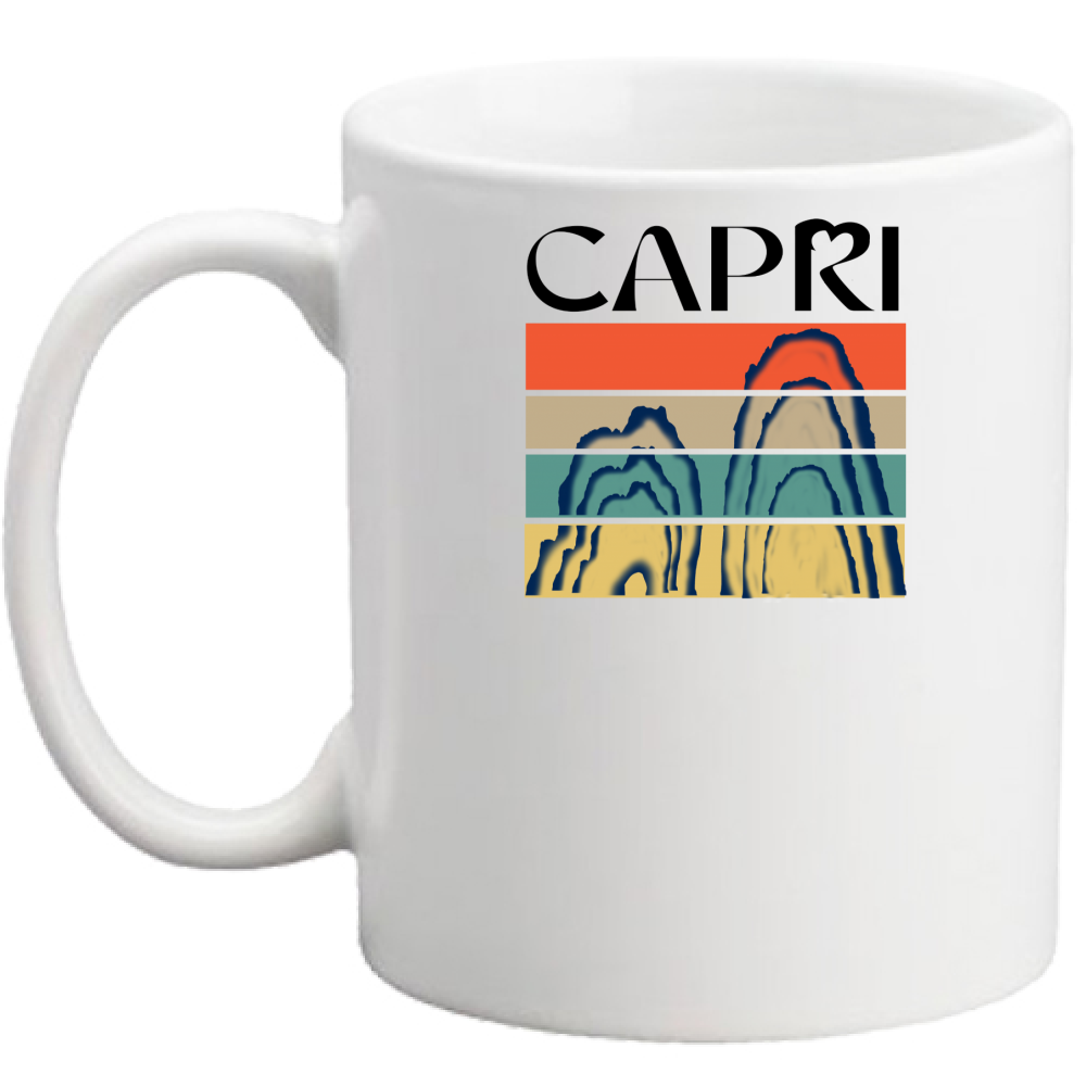 CAPRI PORTIONS FARAGLIONI BLACK WRITING mug