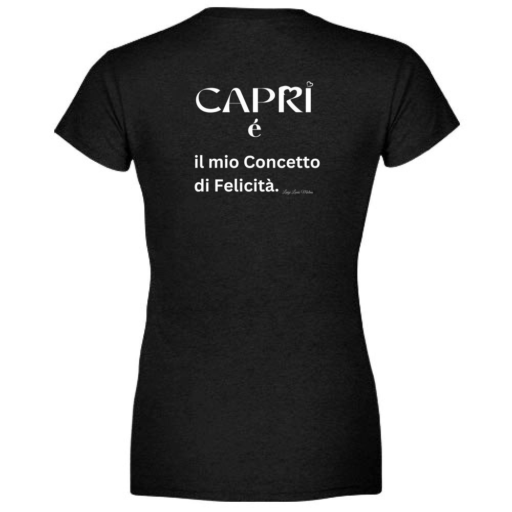 T-Shirt Women Premium Capri é il mio concetto di Felicità scritta Bian