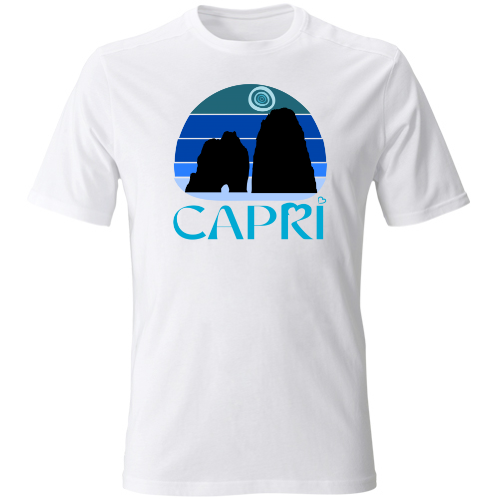 T-Shirt Unisex Large CAPRI VINTAGE TRAMONTO AZZURRATO