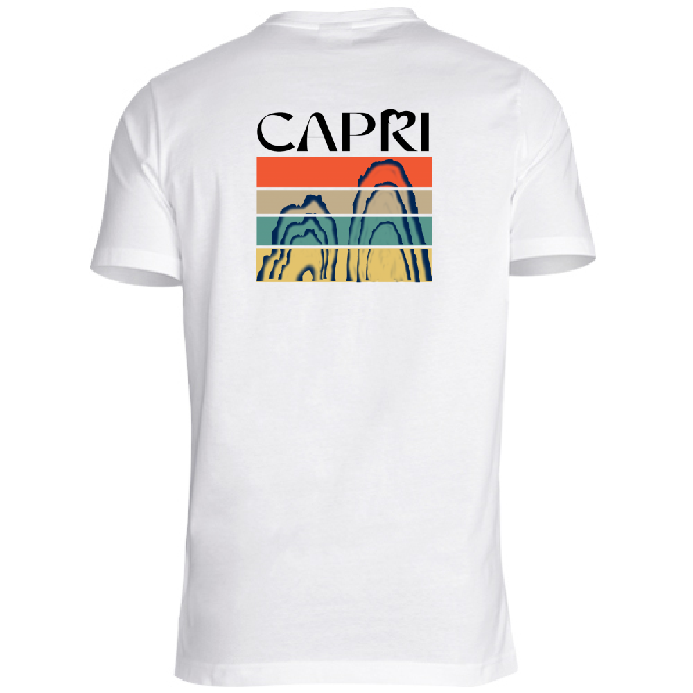 T-Shirt Unisex CAPRI PORZIONI FARAGLIONI SCRITTA NERA