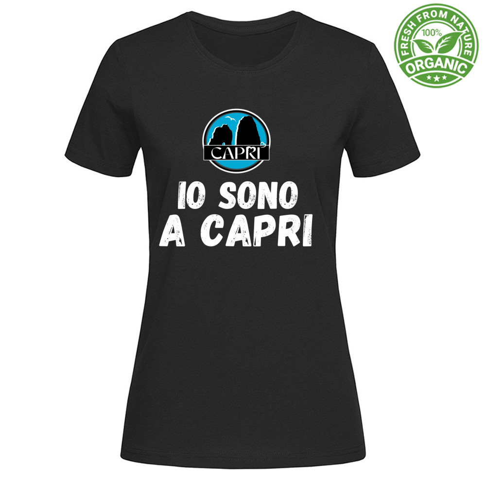 T-Shirt Woman Organic IO SONO A CAPRI SCRITTA BIANCA