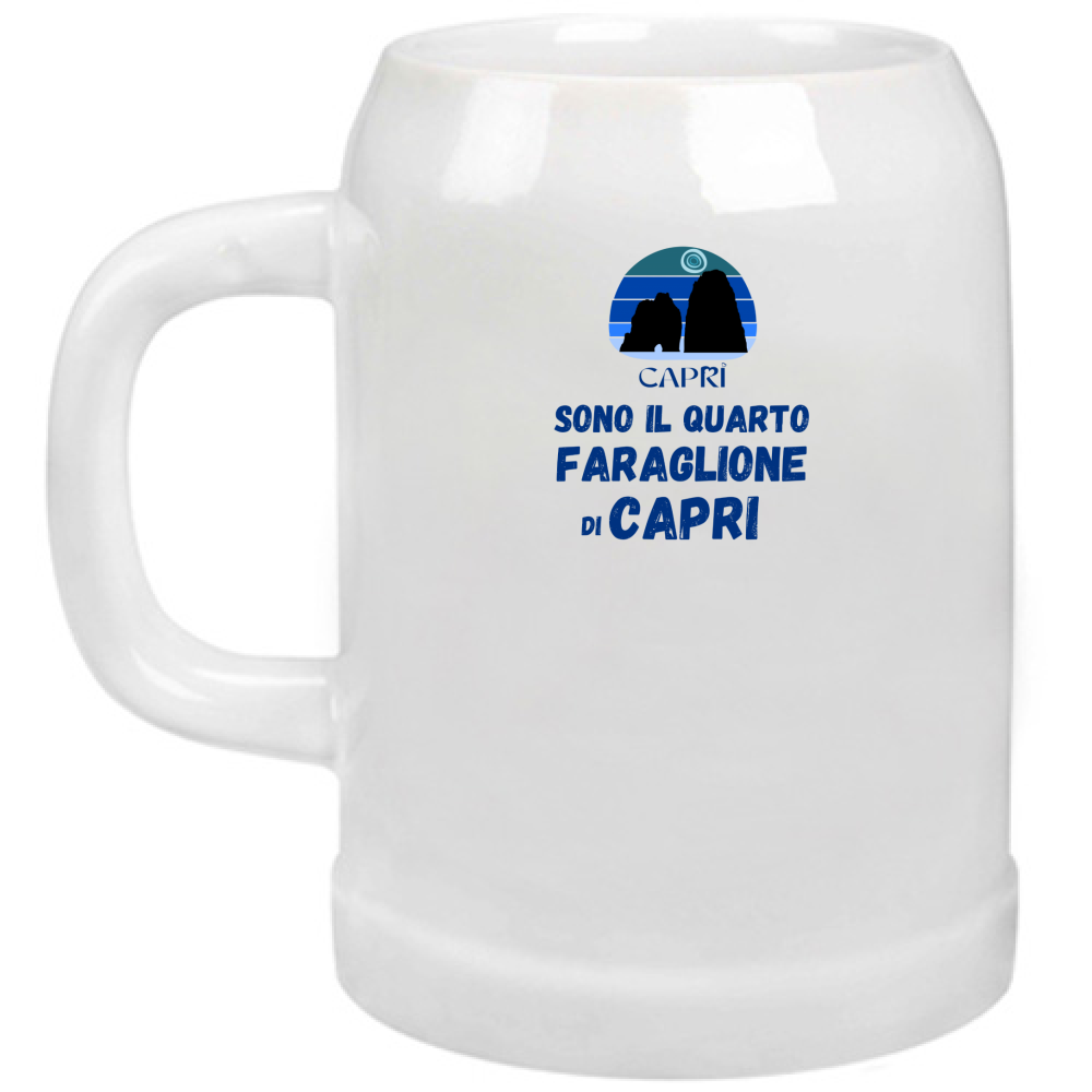 Beer Mug I AM THE FOURTH FARAGLIONE OF CAPRI BLUE WRITING