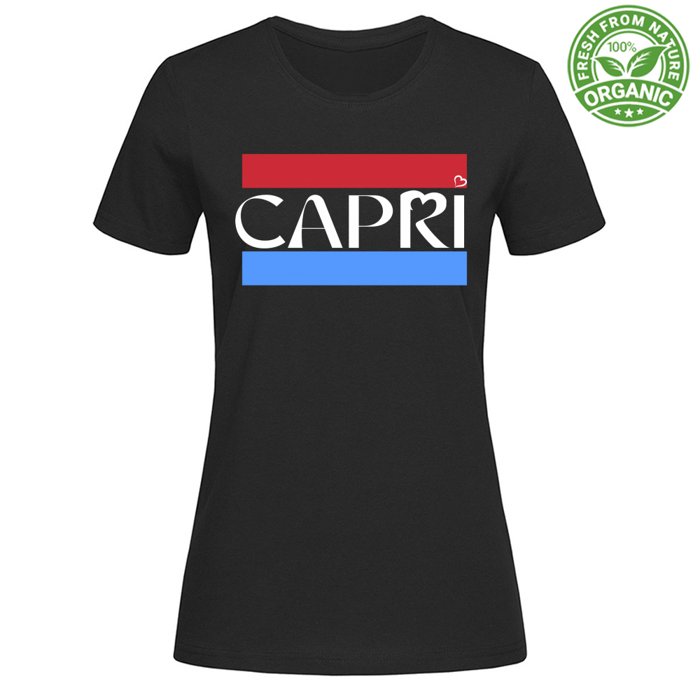 T-Shirt Woman Organic CAPRI FASCIA ROSSO BLUE BIANCO