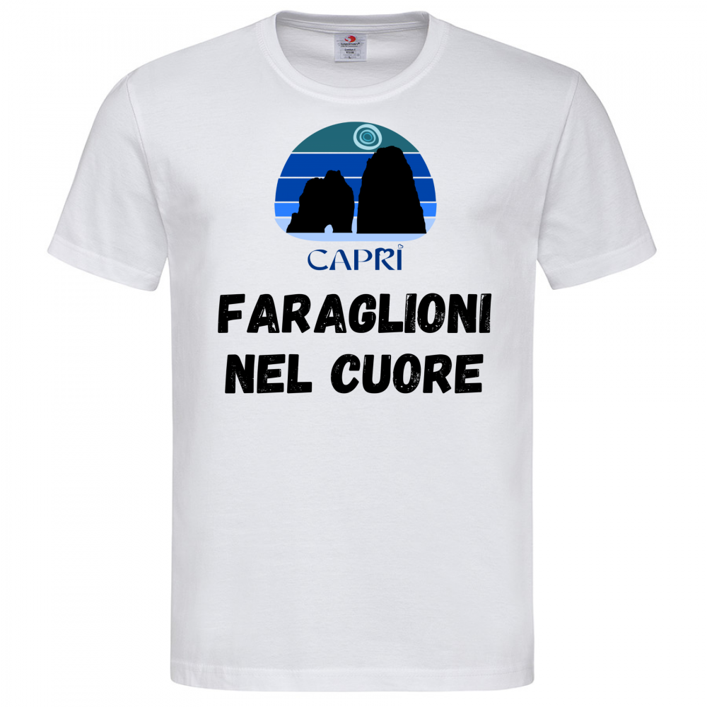 T-Shirt Men Premium FARAGLIONI DI CAPRI NEL CUORE SCRITTA NERA