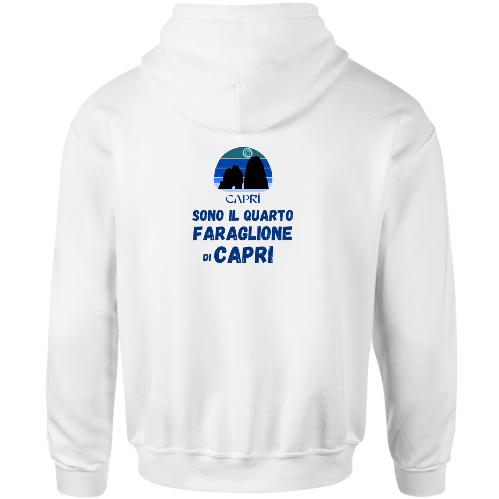 Felpa Bambino con Cappuccio SONO IL QUARTO FARAGLIONE DI CAPRI SCRITTA BLUE