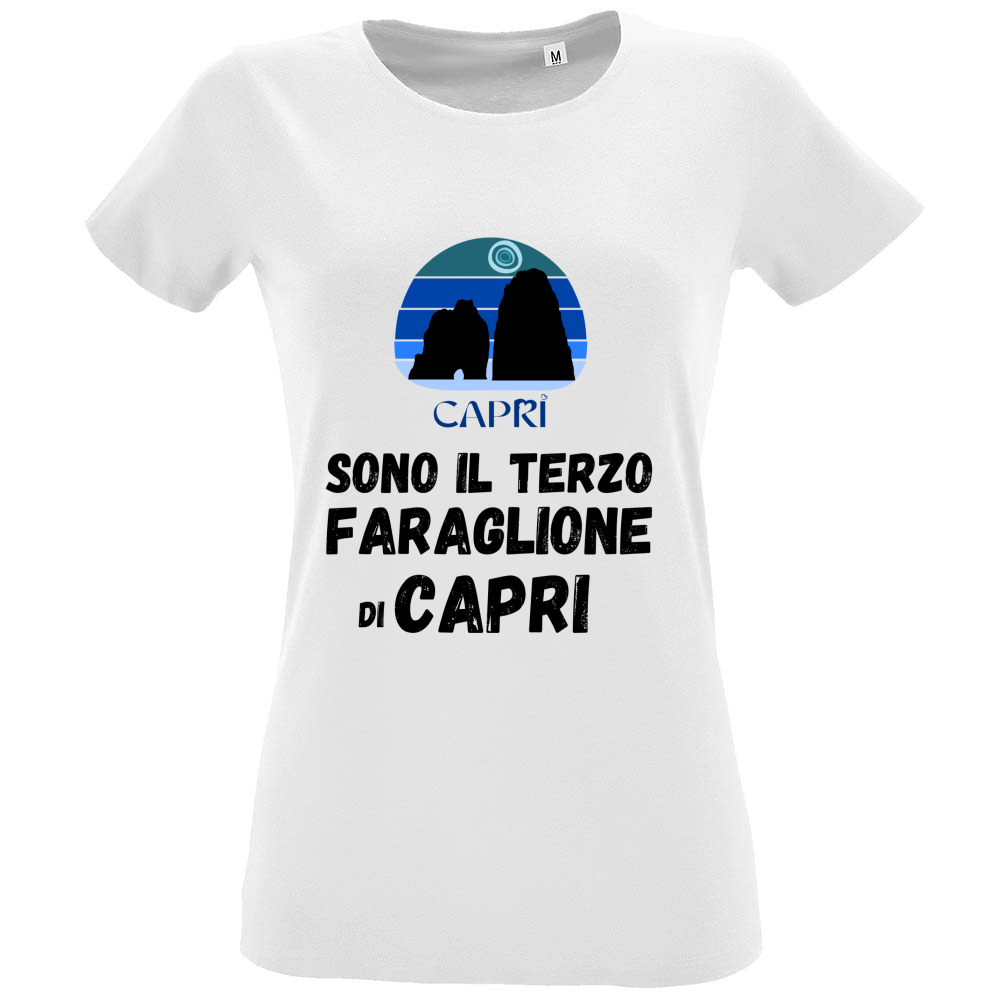 T-Shirt Women Fit SONO IL TERZO FARAGLIONE DI CAPRI SCRITTA NERA
