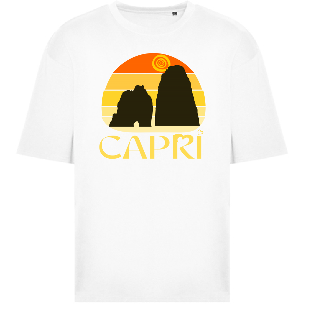 T-Shirt Oversize CAPRI TRAMONTO VINTAGE SCRITTA GIALLO