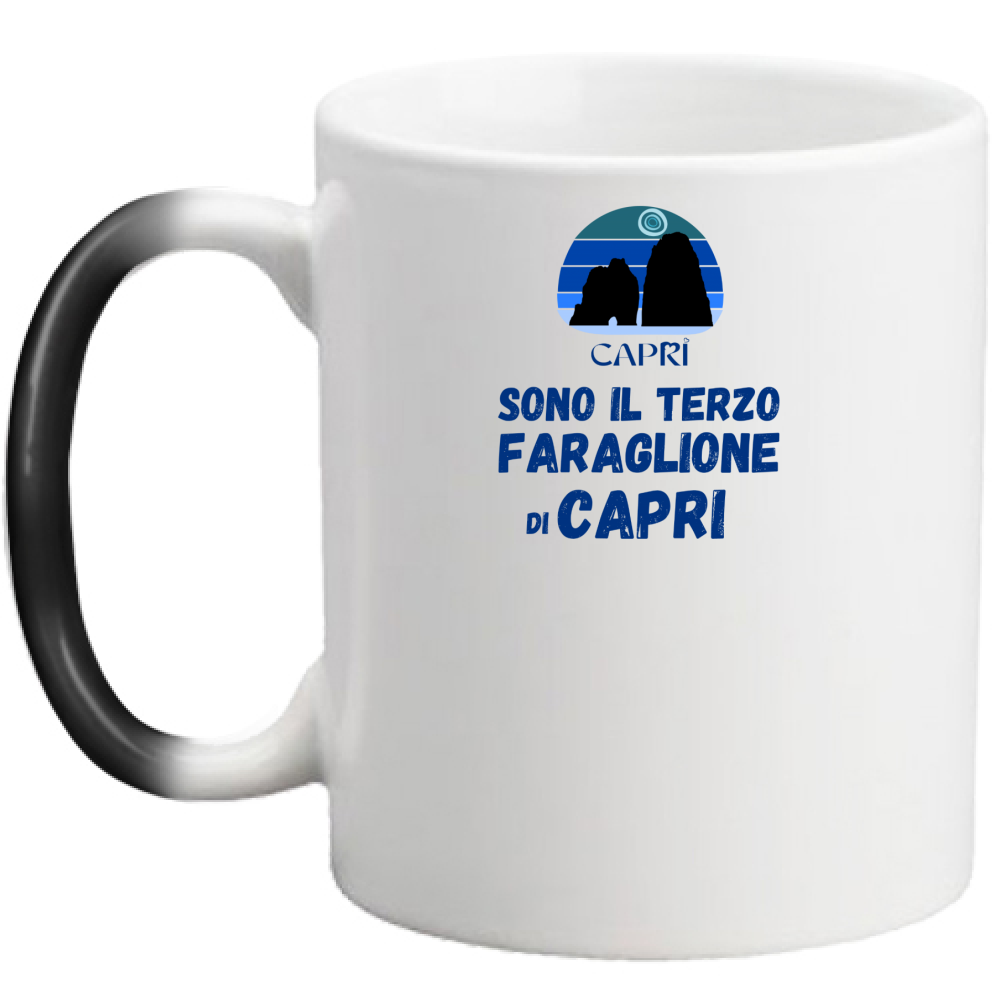 Magic Mug I AM THE THIRD FARAGLIONE OF CAPRI BLUE WRITING