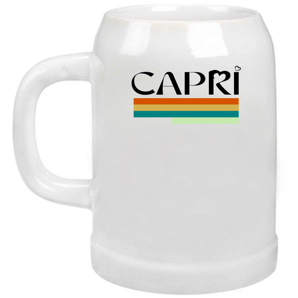 CAPRI TECHNICOLOR BLACK WRITING Beer Mug