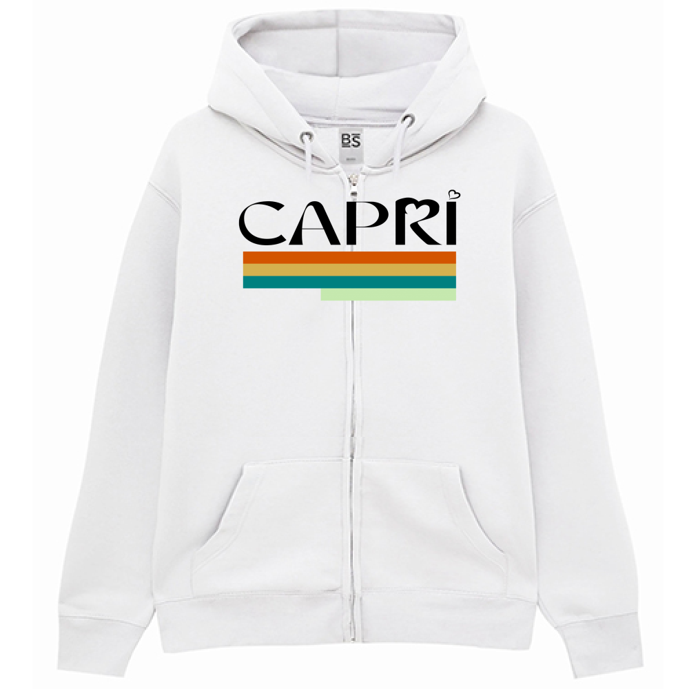 Felpa Premium Cappuccio Zip CAPRI TECNICOLOR SCRITTA NERA