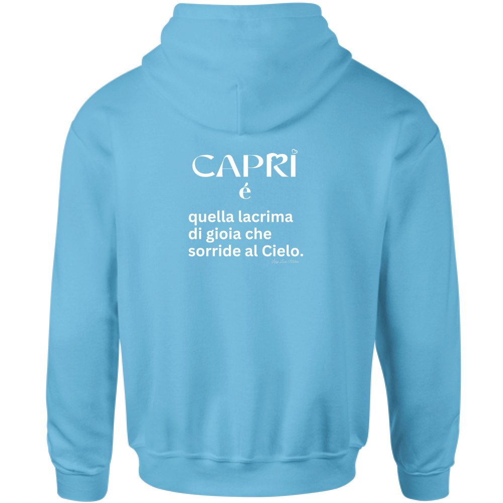 Felpa Bambino con Cappuccio Capri é quella lacrima di gioia scritta bianca