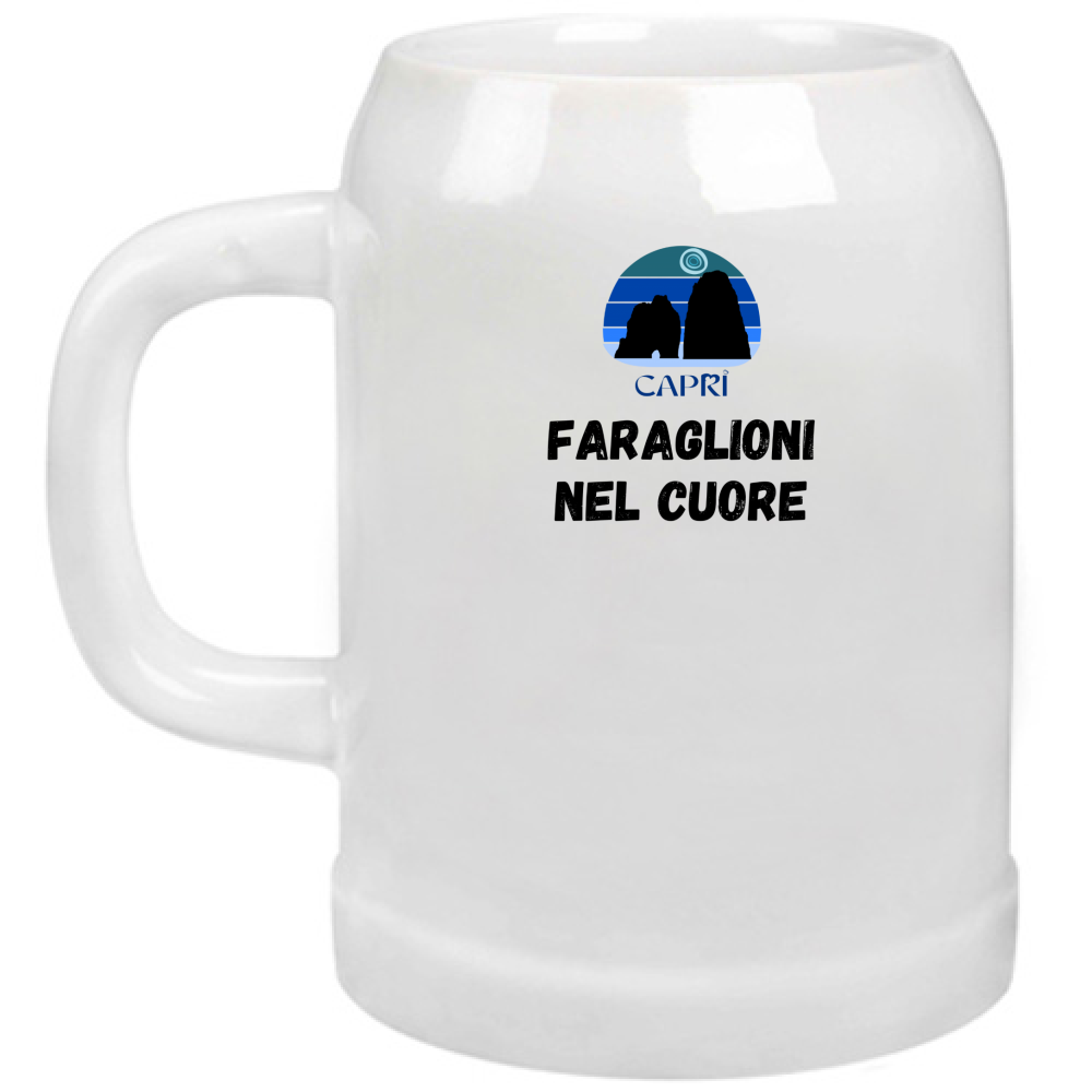 Beer Mug FARAGLIONI DI CAPRI IN THE HEART BLACK WRITING