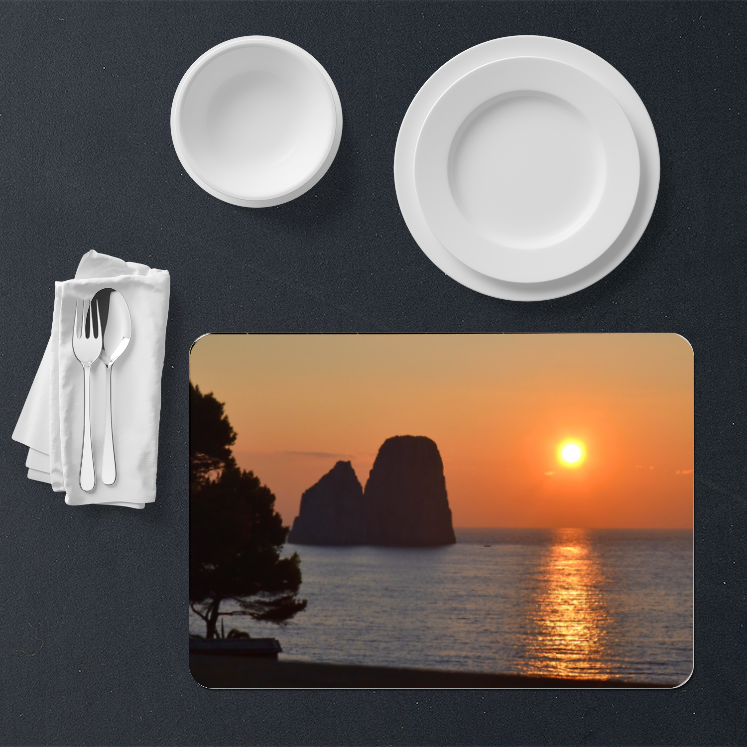 Placemat Capri Faraglioni enchanted by the dawn Placemat
