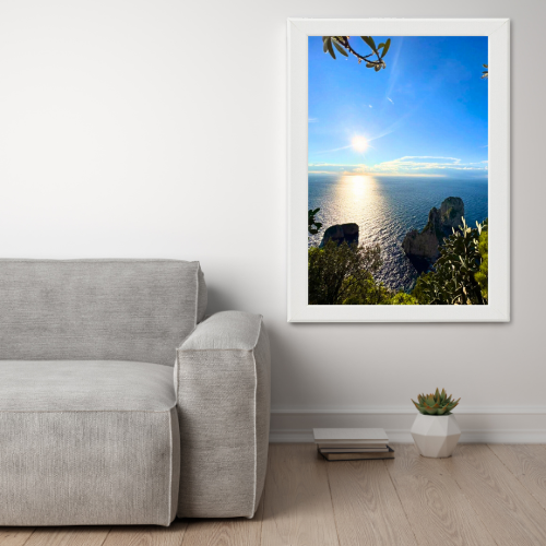 Poster con Cornice 40x60 Capri Alba tra cielo e Mare