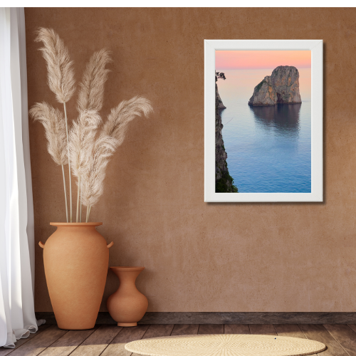 Poster con Cornice 40x60 Capri Faraglione in Rosa