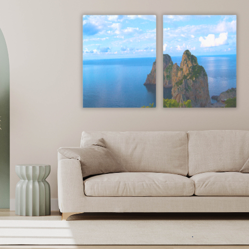 Canvas 2 Pannelli Telaio Capri Blu Incanto doppio canvass