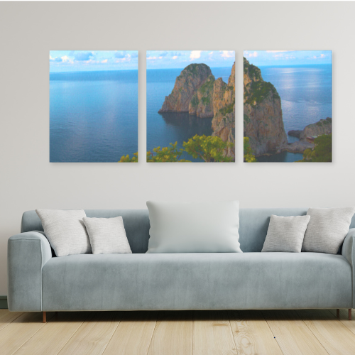 Canvas 3 Pannelli Telaio Capri Blu Incanto