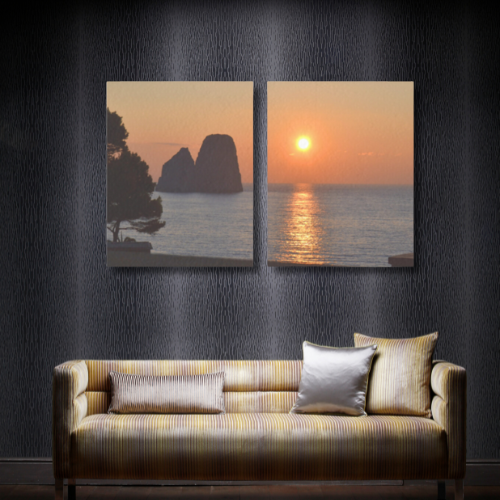 Canvas 2 Pannelli Telaio Capri Faraglioni incantati