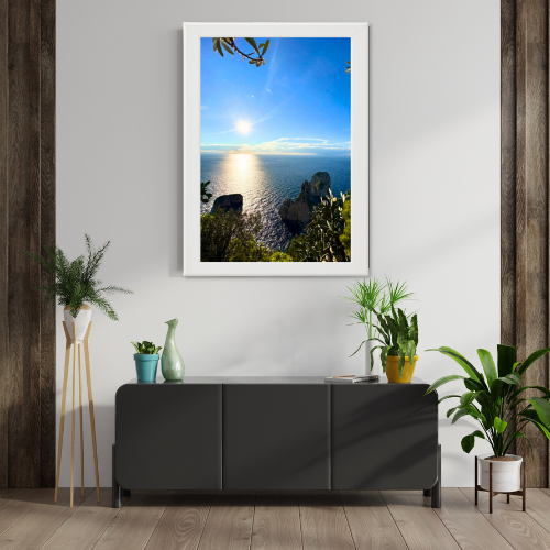 Poster con Cornice 40x60 Capri Alba tra cielo e Mare