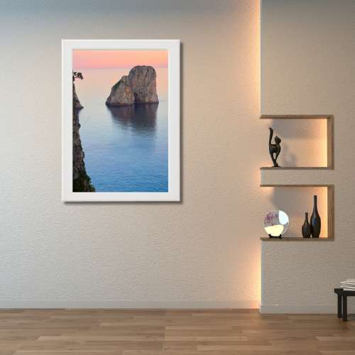 Poster con Cornice 40x60 Capri Faraglione in Rosa