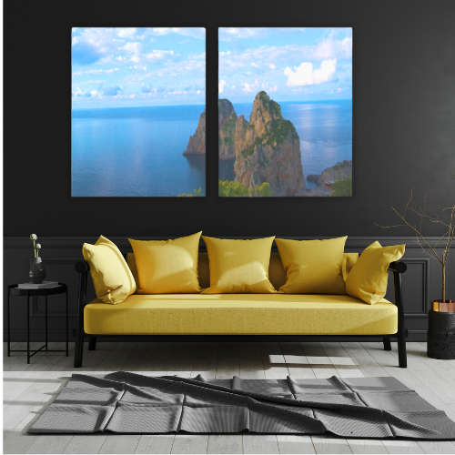 Canvas 2 Pannelli Telaio Capri Blu Incanto doppio canvass