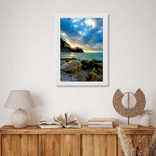 Poster con Cornice 40x60 Capri Tramonto alla Marina Grande