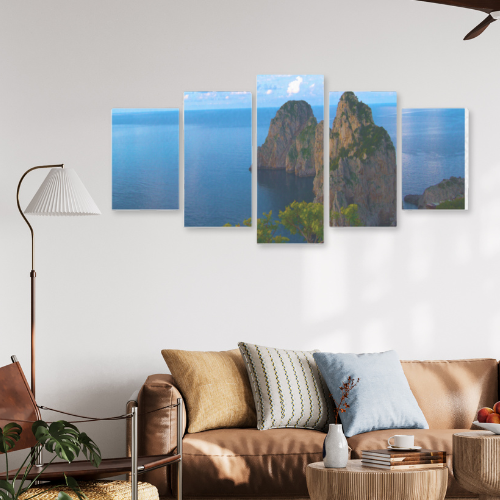 Canvas 5 Pannelli Medium Telaio Capri Blu Incanto