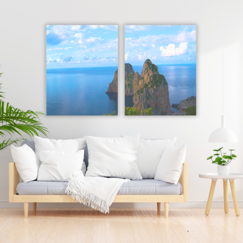 Canvas 2 Pannelli Telaio Capri Blu Incanto doppio canvass
