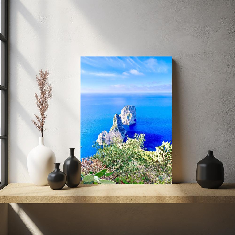 Canvas Faraglioni of Capri from the Tuoro viewpoint in Spring