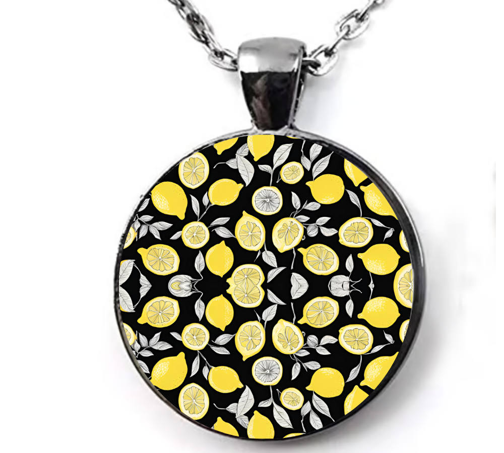 Round Pendant LEMON GRAY+BLACK CAPRI