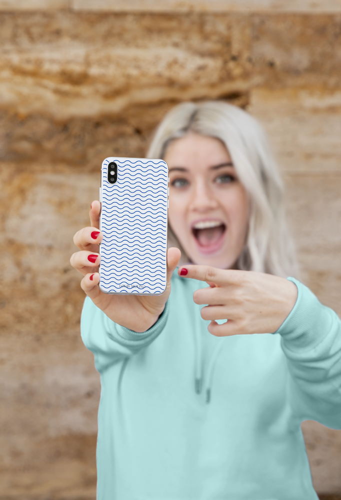 Small Blue Waves Capri iPhone Rubber Cover