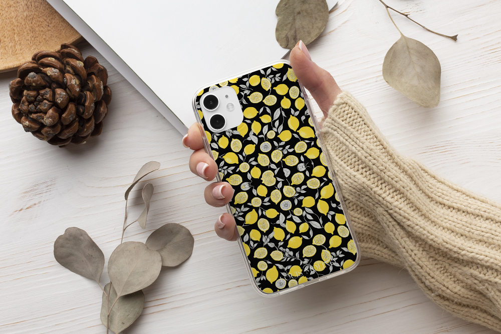 Rubber iPhone Cover Lemon Gray+black Capri