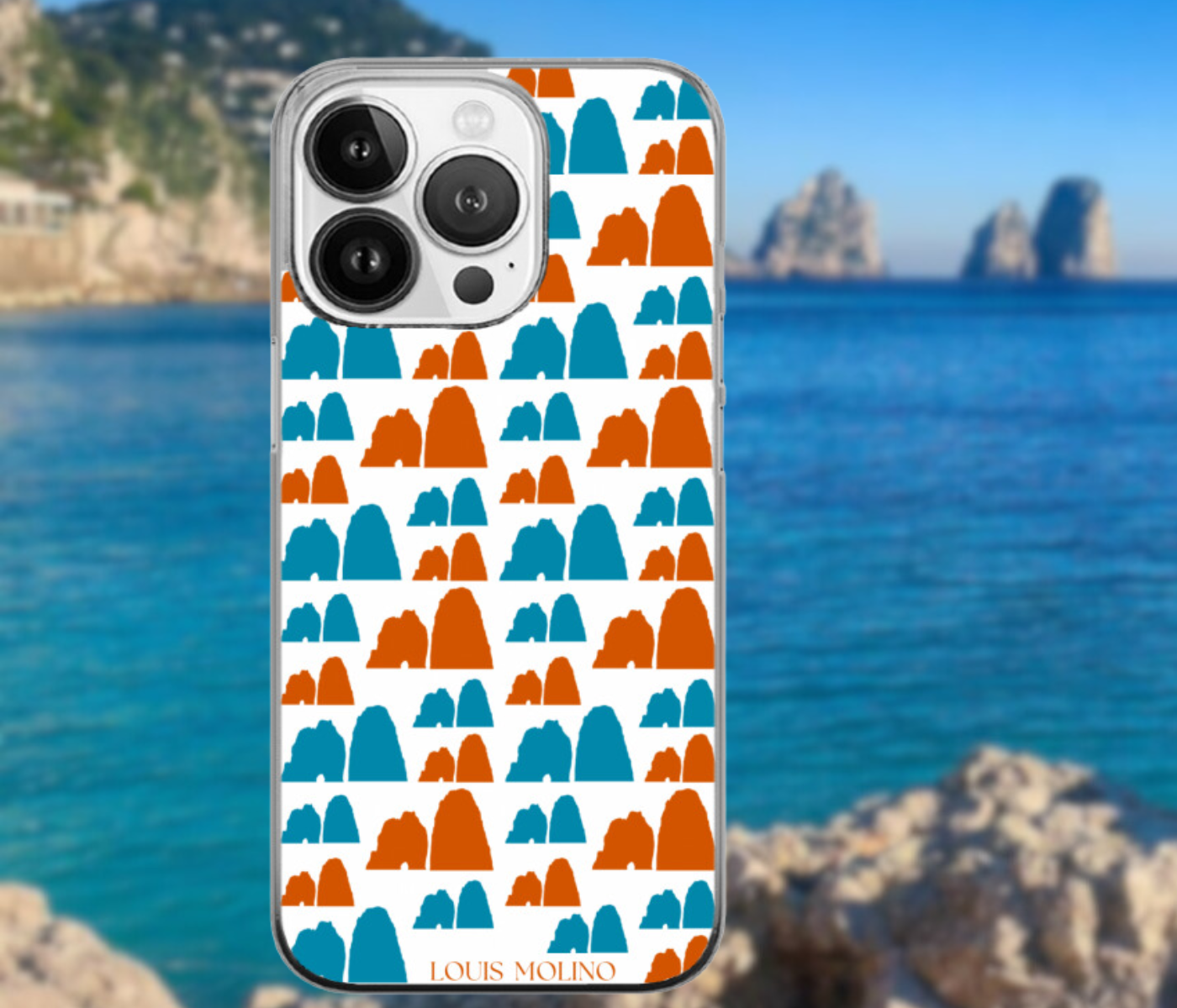 Cover Gomma iPhone Faraglioni Blue e Orange