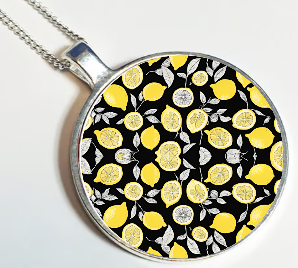 Round Pendant LEMON GRAY+BLACK CAPRI