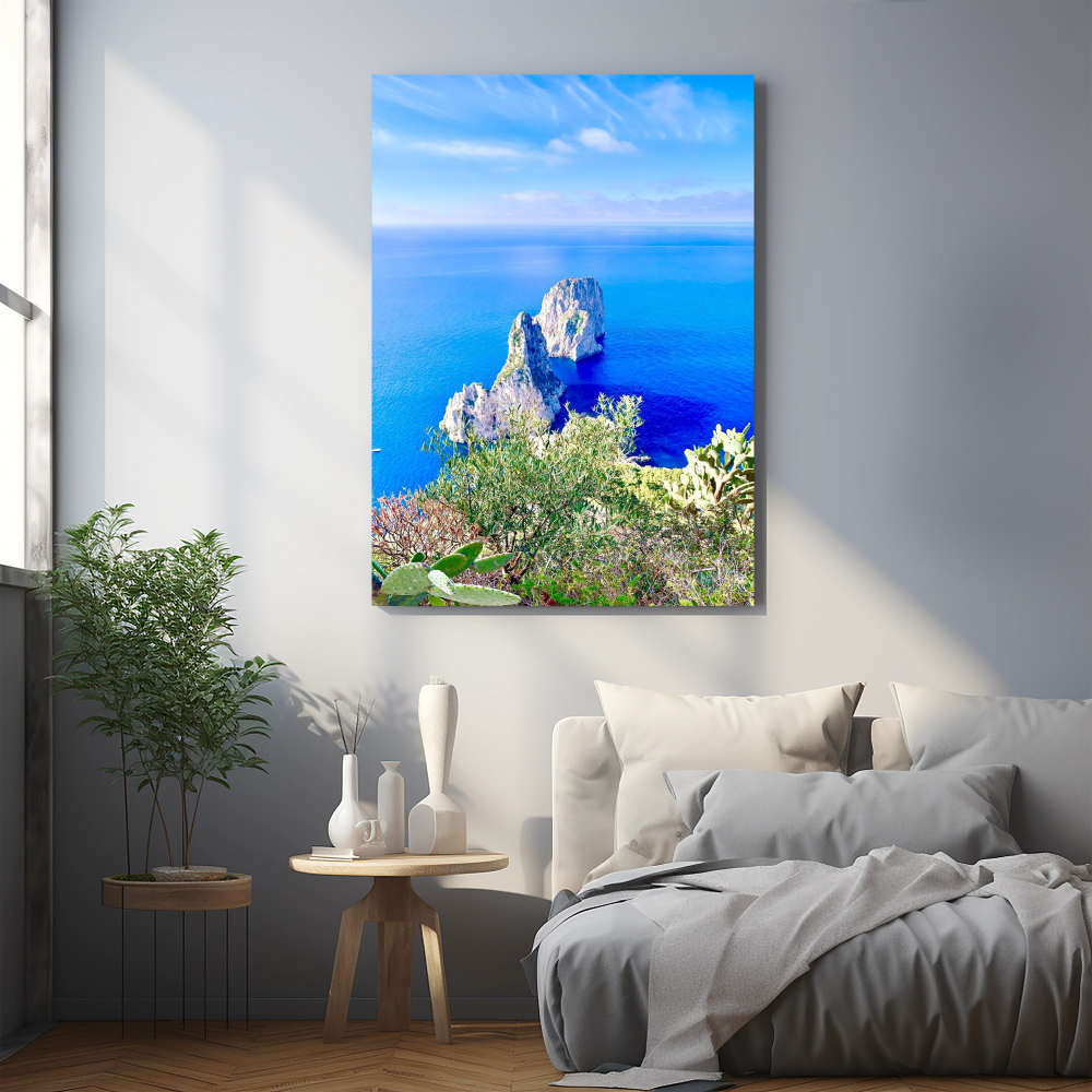 Canvas Faraglioni of Capri from the Tuoro viewpoint in Spring