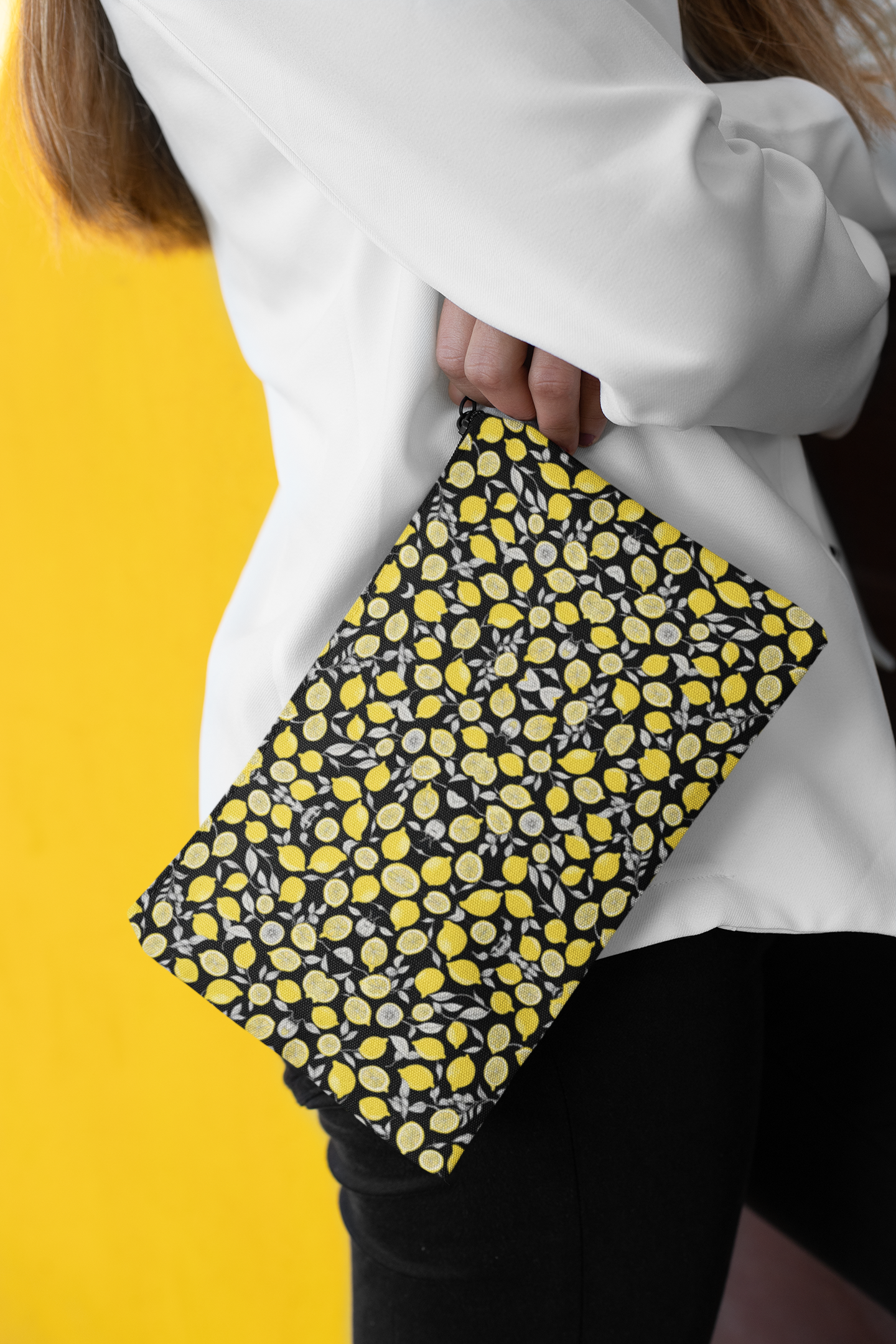 LEMON GRAY+BLACK CAPRI clutch bag